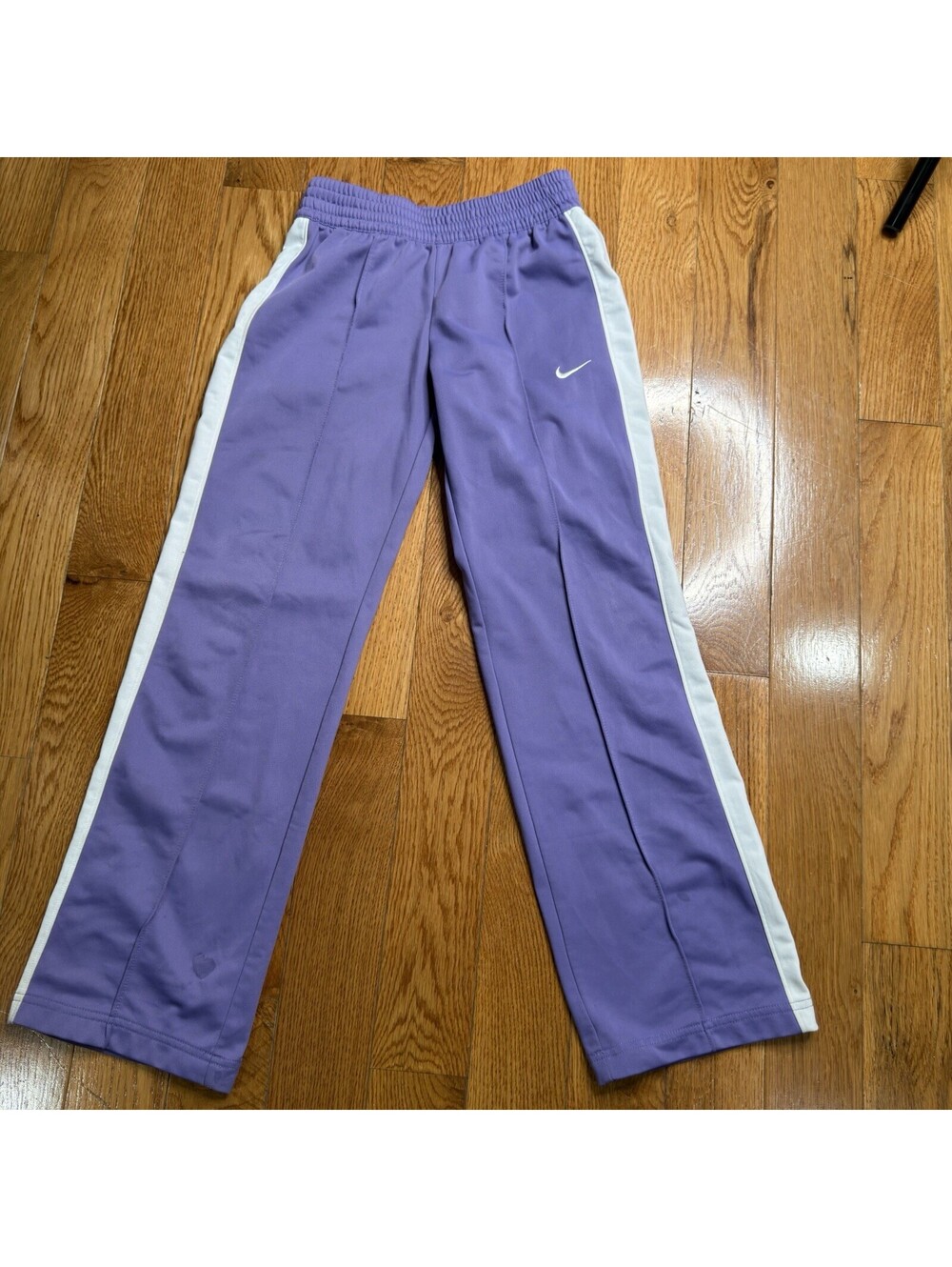 Size Medium Youth Nike Track Pants  Purple White Stripe Athletic Joggers - Picture 3 of 5